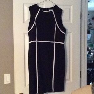 Calvin Klein 14 black dress with white accent